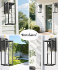 Dusk To Dawn Sensor Outdoor Wall Lantern 15 Inch Tall Anti Rust Black Exterior Light for Porch and Patio with Auto On Off Sensor