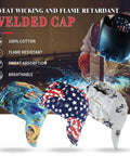 Three Pack 100 Percent Cotton Welding Cap For Men With Mesh Liner Sweat Wicking Breathable And Flame Resistant Welders Cap With Elastic Back Built For All Day Comfort on display with design variations.