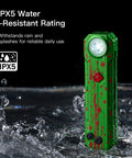 EDC Folding Pocket Knife With Rechargeable Flashlight 2 In 1, Zombie Green, IPX5 water-resistant in water splash