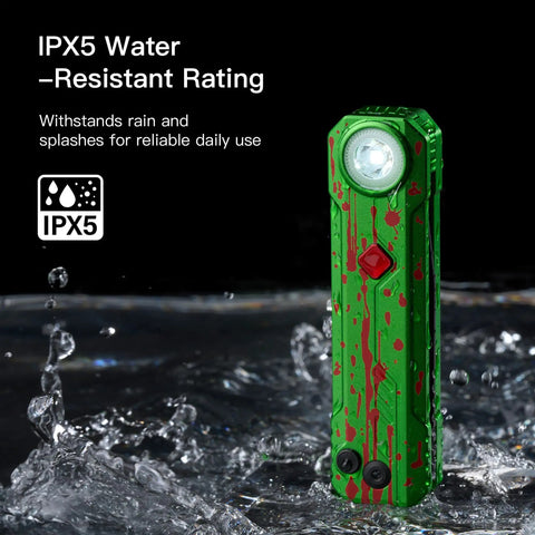 EDC Folding Pocket Knife With Rechargeable Flashlight 2 In 1, Zombie Green, IPX5 water-resistant in water splash