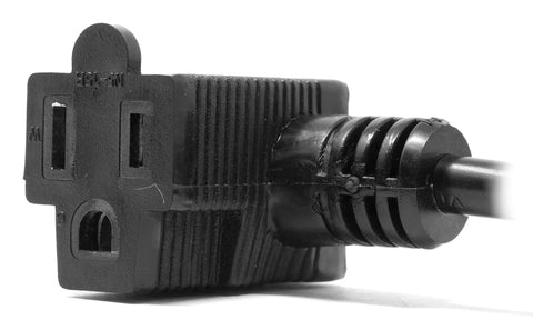 Close-up of plug for 120V 15 Amp Momentary Foot Pedal Switch For Woodworking Hands Free, textured grip and durable construction.