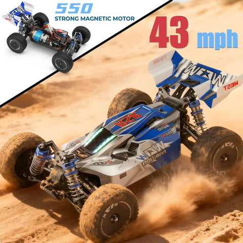 1/14 Scale 4WD RC Car For Adults With Upgraded Metal Chassis And Zinc Alloy Gears Reaches Up To 43 MPH On Off Road Trails
