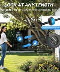 Woman using Retractable Garden Hose Reel 120 Ft 1/2 Inch Wall Mount Heavy Duty Auto Rewind with adjustable stop ball in garden