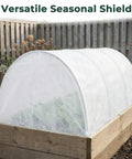 Garden Hoops for Raised Beds and Greenhouses, 24 Pack DIY Kit with 17 Inch Polypropylene Hoops under frost cover in wooden bed