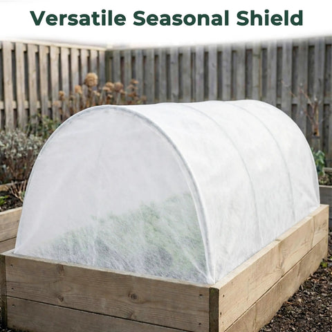 Garden Hoops for Raised Beds and Greenhouses, 24 Pack DIY Kit with 17 Inch Polypropylene Hoops under frost cover in wooden bed