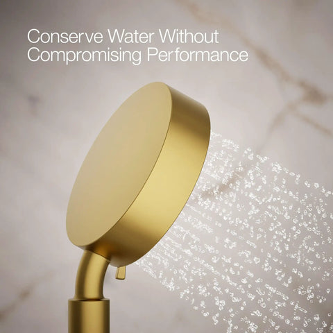 Purist Four Function Handshower With Handheld Sprayhead Three Modes Full Coverage Pulsating Massage Silk Spray 1.75 GPM Vibrant Brushed Moderne Brass Finish in action
