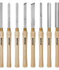 Pro Grade 8 Piece Wood Lathe Chisel Set With Wooden Box For Precision Cutting And Smooth Detailing In Woodworking Hurricane HSS