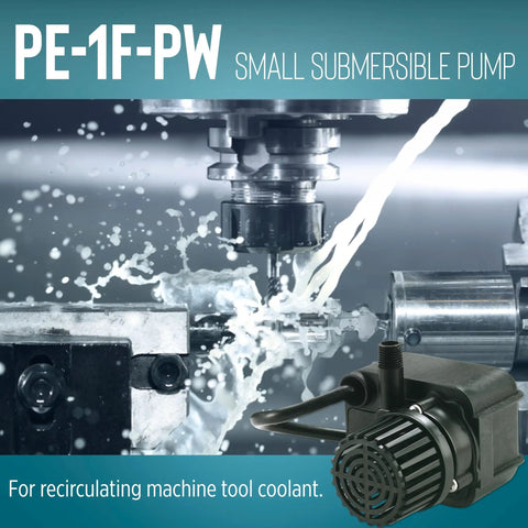 Submersible Direct Drive Fountain Pump 115V 170 GPH 1/125 HP Epoxy Filled, used for machine tool coolant recirculation.