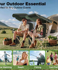 Two people sitting in Canopy Camping Chair Foldable With Sun Shade For Beach And Outdoors 2 Pack, by a tent on grassy field