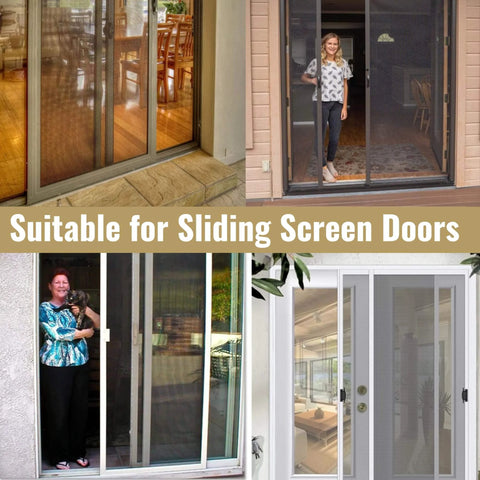 Four Pack Sliding Screen Door Rollers For KDEX20 Series KD Screen Doors displayed with various installed doors.
