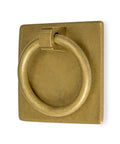 Front view of Ring Plate Pulls Set Of 2 In Solid Brass For Cabinets And Furniture 2.36 Inches Wide, 2.36 Inches High.
