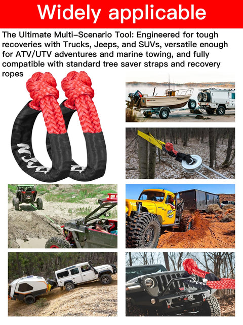 Soft Shackle Recovery Tow Connector One Half Inch By Twenty Two Inch UHMWPE With Protective Sleeves in various off-road scenarios