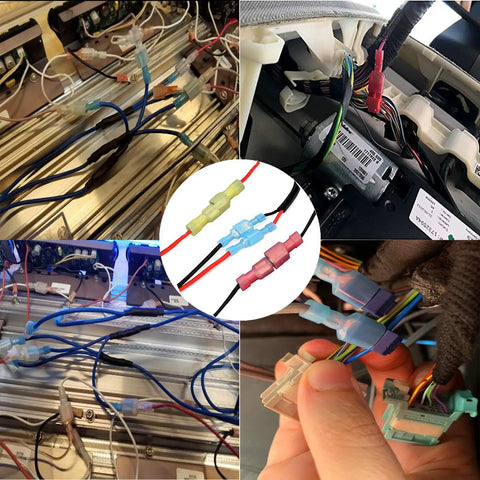 160 Piece Set Fully Insulated Nylon Spade Quick Disconnect Terminals Kit installed in vehicle wiring harness