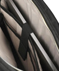 Interior view of Madison Square Lightweight Hardside Chevron Expandable Spinner Luggage Set with compartment and straps