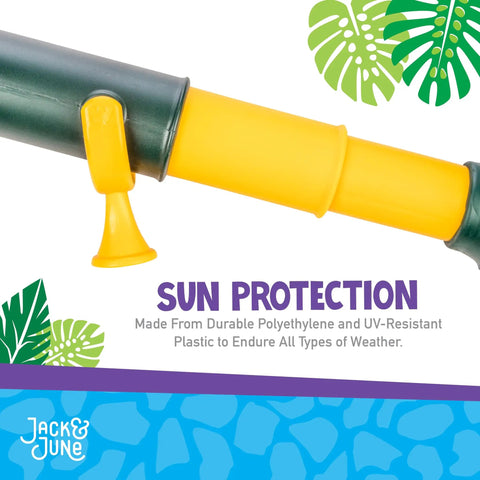 Green and Yellow Telescope Playset Attachment With 360 Degree Spin for Kid Friendly Outdoor Adventures Durable Polyethylene Build Easy Mounting Kit Included Sparks Imagination and Endless Backyard Explorations