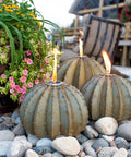 Golden Barrel Cactus Torch Outdoor Yard Art In Weatherproof Steel Large 18 Inch Wide By 13 Inch High Lawn Decor That Burns For 4 To 6 Hours Southwestern Desert Tiki Light For Backyard Vibes