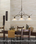 Alabaster Glass Lamp Shade Replacement for Medium Base Sockets, 11.5 Inch Diameter, 4 Inch Height, hanging over dining table