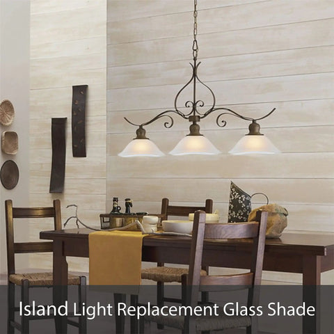 Alabaster Glass Lamp Shade Replacement for Medium Base Sockets, 11.5 Inch Diameter, 4 Inch Height, hanging over dining table