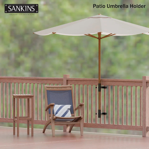 Heavy Duty Patio Umbrella Holder For Deck Railing Adjustable Clamp Mount Base For Balcony Outdoor Umbrella Stand