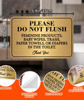 2 Pack Do Not Flush Sign Self Adhesive Gold And Black Toilet Rule Sticker For Bathrooms And Offices Do Not Flush Anything Except Toilet Paper For Home And Business Use 5.9 By 3.9 Inches on bathroom wall