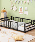 Toddler Floor Bed With Guardrails And Door Kid Friendly Twin Size Montessori Bed For Two To Five Year Olds