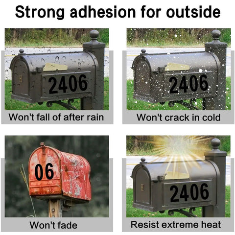 Reflective Mailbox Numbers Set Digits 0 Through 9 With Transfer Tape Self Adhesive Waterproof Digit Stickers for outdoor durability