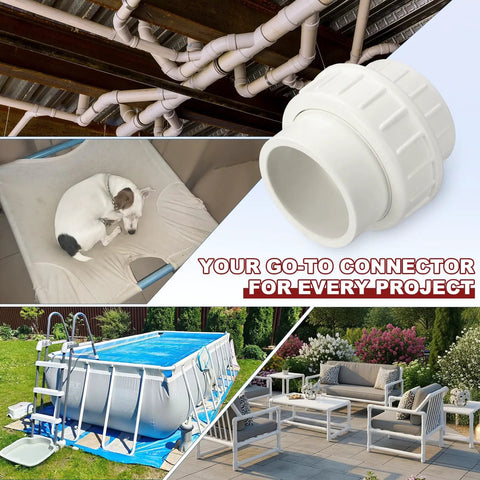 Four Pack 2 Inch PVC Union Coupling Fittings Slip Socket To Socket SCH 40 in various applications