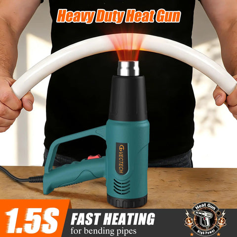 Dual Temp Heat Gun With 572F And 1112F Settings, Fast Heat, bending a pipe with overheat protection, pro grade tool