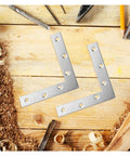 Heavy Duty Stainless Steel L Shaped Corner Braces For Wood Panels And Shelves, 90 Degree Metal Mending Plates on wooden table