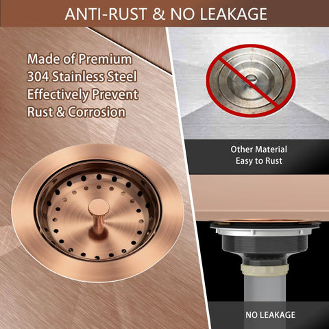 Dope Brass Kitchen Sink Drain Strainer Kit Three And A Half Inch Universal Fit brushed gold anti-rust no leakage features.