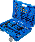 Heavy Duty Glow Plug Puller And Thread Restoration Kit For M8 And M10 Diesel Blocks 41 Piece tools in a blue case, showing ratcheting tap and cleaning tools.