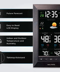 Digital Indoor Outdoor Weather Station With Real Time Temperature And Humidity Readouts, Date And Time Display, easy-to-read interface