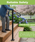 Person using Heavy Duty Outdoor Stair Handrail For One To Two Steps, 38 Inch Wrought Iron Single Post, rustproof, black.