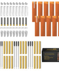 10 Pack Silver Twist Slimline Woodturning Pen Kit Set With Black Ink Bonus Covers And Lathe Turning Essentials for DIY crafting