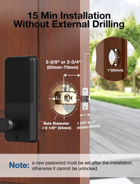 Smart Door Lock With Handle 6 Way Unlocking Fingerprint App Passcode Keyless Entry IC Card And Alexa Voice Control Electronic Deadbolt installation guide.