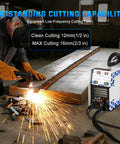 Seven In One Do It All Multi Process Welder With Gas MIG Flux Core Stick Lift TIG And Plasma Cutter in action cutting metal