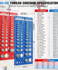 82 Nut And Bolt Thread Checker Kit With Standard And Metric Gauges For The Garage Or Shop, SAE And Metric Thread Gauge includes chart.