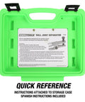 Ball Joint Separator Tool Adjustable One And One Eighth To Two And One Eighth Inch Range With Three Quarters Inch Forcing Bolt No Fuss Puller storage case