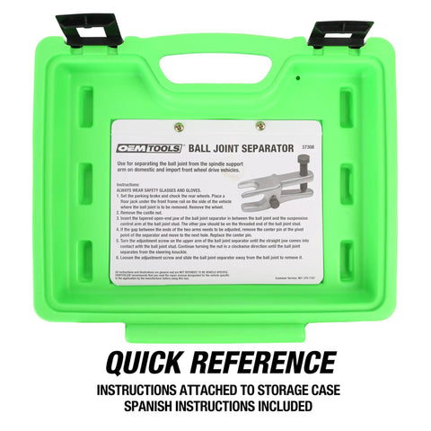 Ball Joint Separator Tool Adjustable One And One Eighth To Two And One Eighth Inch Range With Three Quarters Inch Forcing Bolt No Fuss Puller storage case
