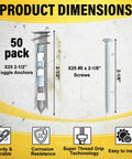 Heavy Duty Drywall Anchors And Zinc Screws Kit With Self Drilling Toggle Bolts 50 Pcs Size 8 X 2 1 8 Inch Screws Metal Hollow Wall Anchors