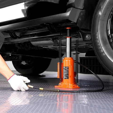 Beefy Air Hydraulic Bottle Jack Two In One Pneumatic And Hydraulic 12 Ton Lift Range 10.43 To 19.88 Inches under vehicle
