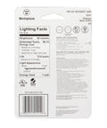 Back packaging of S11 LED Accent Bulb 1W Replacing 7.5W Incandescent White Finish Medium Base 40 Lumens Non Dimmable