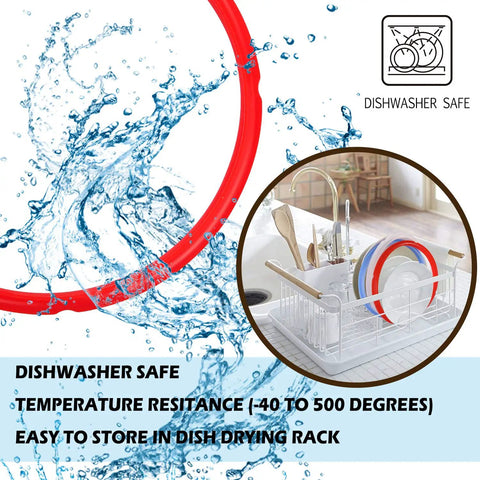 Three Color Silicone Sealing Rings For 6 Quart Electric Pressure Cooker in dish drying rack, BPA Free Food Grade Gaskets