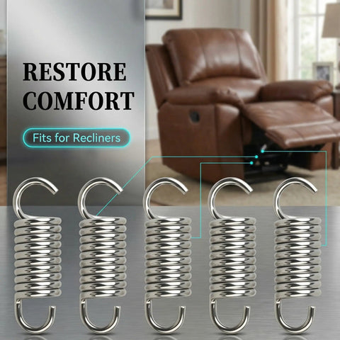 Replacement 2 Inch Extension Springs For Furniture Mechanisms 10 Pack To Fix Recliner Not Closing with springs and recliner shown