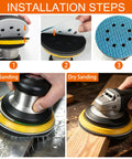 Installation steps for Diamond Shape 5 Inch Sanding Discs Kit With 80 Pack 8 Hole Hook And Loop Sandpaper Set on sander