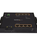 Rugged 8 Port PoE Plus Gigabit Switch With 2 SFP MSA Slots, 30W Per Port, 200W Total Budget, black industrial-grade unit