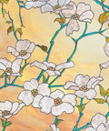 Dogwood Sidelight Window Film With Stained Glass Vibe Orange Embossed Privacy Film 11.5 X 78 Inch Static Cling No Adhesives Blocks 99 Percent UVB And 96 Percent UVA Rays White 6.24 Sq Ft Pack Of 1, featuring a dogwood flower pattern on an orange background.