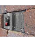 E Stop Timer Gas Panel Control Kit For Paver Enclosures Easy Mount with face plate installed in brick wall