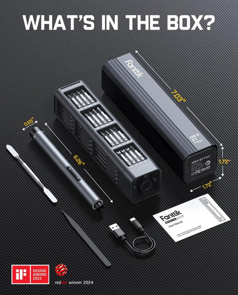 Electric Screwdriver Kit With 50 Magnetic Bits, Compact Precision Driver Set, Magnetic Storage Case, Five Thirty Second Inch Hex Bits
