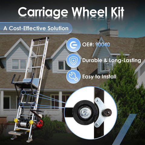 Roofing Hoist Carriage Wheel Kit For TP250 TP400 And LH200 LH2000 Elevators Replaces Part 90040 with installation diagram